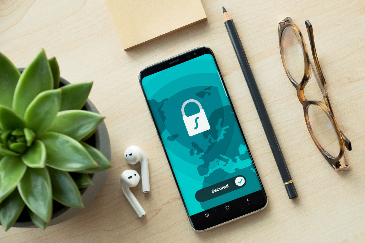 Locked mobile phone on a table