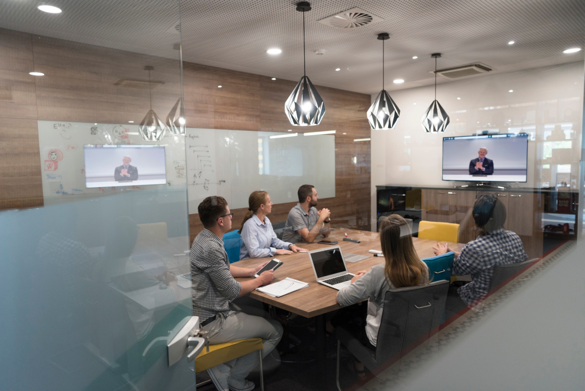 Business people on video conference