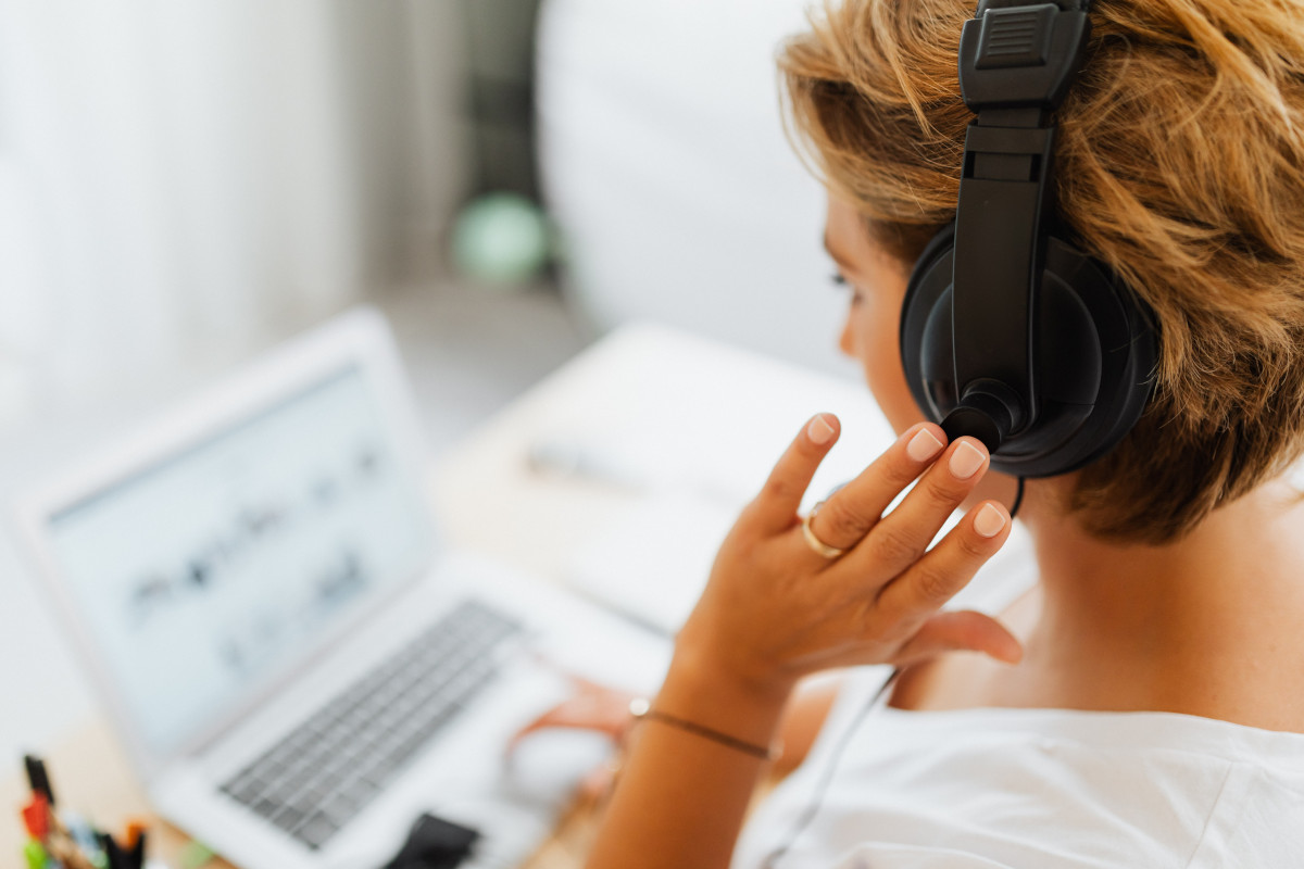Woman with headphones