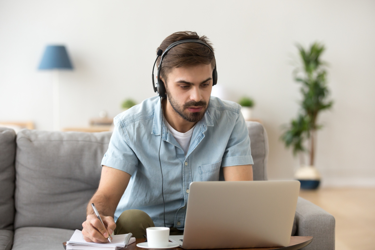 Remote Office Worker Working on Laptop